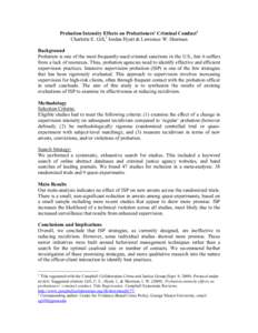 Parole / Criminal law / Probation / Punishments / Recidivism / Lawrence W. Sherman / Meta-analysis / Randomized controlled trial / Science / Crime / Law