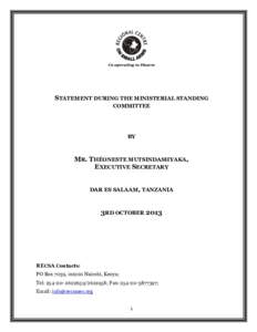 Co-operating to Disarm  STATEMENT DURING THE MINISTERIAL STANDING COMMITTEE  BY