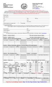 2015 Business Personal Property Assessment Return  Bristol Bay Borough