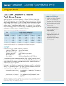 ADVANCED MANUFACTURING OFFICE Energy Tips: STEAM Steam Tip Sheet #13  Use a Vent Condenser to Recover