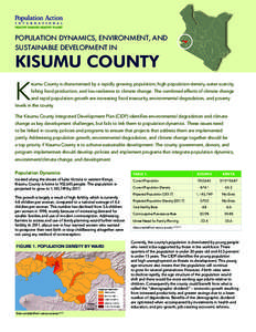 POPULATION DYNAMICS, ENVIRONMENT, AND SUSTAINABLE DEVELOPMENT IN KISUMU COUNTY  K