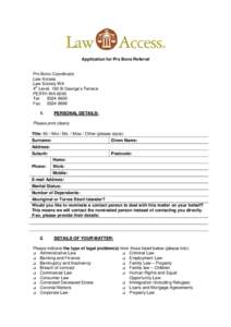 Application for Pro Bono Referral