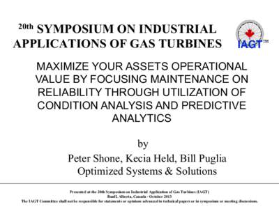 18th SYMPOSIUM ON INDUSTRIAL APPLICATIONS OF GAS TURBINES