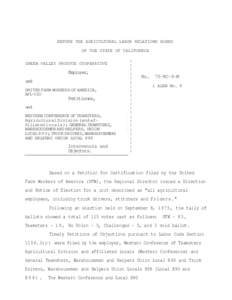 United States / California / California Agricultural Labor Relations Act / Teamsters / National Labor Relations Act / United Farm Workers / Salad Bowl strike / Frank Fitzsimmons / Economy of the United States / Change to Win Federation / Trade unions in the United States