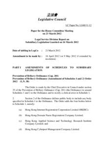 立法會 Legislative Council LC Paper No. LS48[removed]Paper for the House Committee Meeting on 23 March 2012 Legal Service Division Report on