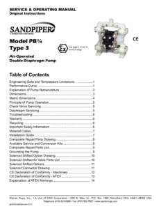 SERVICE & OPERATING MANUAL Original Instructions Model PB¼ Type 3