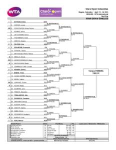 Claro Open Colsanitas Bogota, Colombia April, 2015 $250,000 - WTA International Red Clay  MAIN DRAW SINGLES