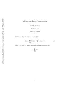 arXiv:math/0608502v2 [math.GM] 21 Mar[removed]A Riemann-Farey Computation Scott B. Guthery [removed] February 2, 2008