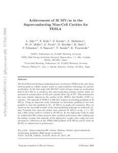 arXiv:physics/0401141v3 [physics.acc-ph] 23 Feb[removed]Achievement of 35 MV/m in the