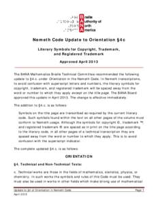 Nemeth Update: Orientation §4c