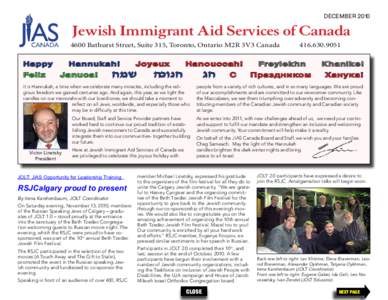DECEMBER[removed]Jewish Immigrant Aid Services of Canada 4600 Bathurst Street, Suite 315, Toronto, Ontario M2R 3V3 Canada  Happy