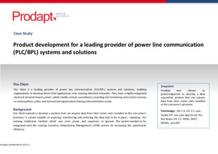 Case Study  Product development for a leading provider of power line communication (PLC/BPL) systems and solutions  The Client