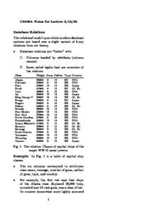 CS109A Notes for LectureDatabase Relations The relational model upon which modern database systems are based uses a slight variant of k-ary relations from set theory.