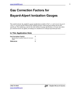 www.thinkSRS.com  1 Gas Correction Factors for Bayard-Alpert Ionization Gauges