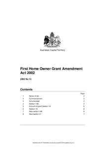 Australian Capital Territory  First Home Owner Grant Amendment Act[removed]No 13