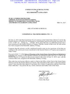 3:15-cvRBH Date FiledEntry Number 12-2 Page 1 of 6 Case MDL NoDocument 316 FiledPage 1 of 6 UNITED STATES JUDICIAL PANEL on MULTIDISTRICT LITIGATION