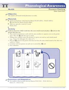 Phonological Awareness Phoneme Matching PA.025  One Card Out