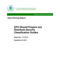 EPA Should Prepare and Distribute Security Classification Guides