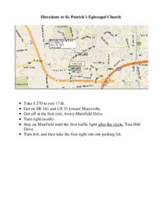 Directions to St. Patrick’s Episcopal Church  Traffic Circle • •