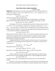 Sums of Betti numbers in arbitrary characteristic -1 Sums of Betti numbers in arbitrary characteristic Nicholas M. Katz Introduction In [Mil], Milnor gave an explicit upper bound for the sum of the Betti numbers of a com