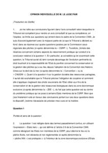 OPINION INDIVIDUELLE DE M. LE JUGE PAIK  (Traduction du Greffe) 1.