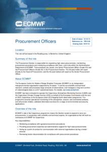 Procurement Officers  Date of issue: [removed]Reference no: VN14-29 Closing date: [removed]