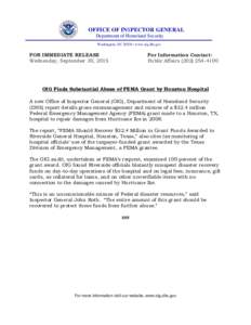 OIG Finds Substantial Abuse of FEMA Grant by Houston Hospital