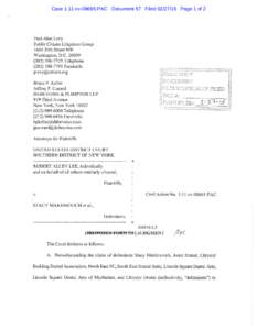 Case 1:11-cvPAC Document 57 FiledPage 1 of 2  Paul Alan Levy Public Citizen Litigation Group 1600 20th Street NW Washington, D.C