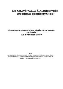 De Ndaté Yalla à Aline Sitoé : un siècle de résistance