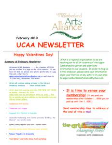 FebruaryUCAA NEWSLETTER Happy Valentines Day! Summary of February Newsletter. Attention UCAA MembersAs a member of UCAA