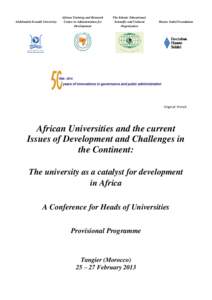 Abdelmalek Essaâdi University  African Training and Research Centre in Administration for Development