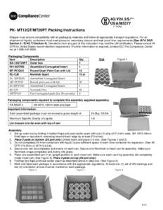 4G/Y24.3/S/** USA/M5377 (** DOM) PK- MT12QT/MT20PT Packing Instructions Shipper must ensure compatibility with all packaging materials and follow all appropriate transport regulations. For air