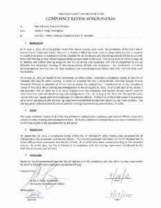 PALM BEACH COUNTY COMMISSION ON ETHICS  COMPLIANCE REVIEW MEMORANDUM To:  Alan Johnson, Executive Director