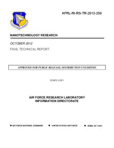 AFRL-RI-RS-TR[removed]NANOTECHNOLOGY RESEARCH OCTOBER 2012 FINAL TECHNICAL REPORT