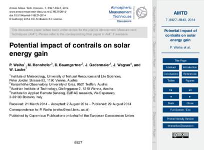 This discussion paper is/has been under review for the journal Atmospheric Measurement Techniques (AMT). Please refer to the corresponding final paper in AMT if available. Discussion Paper  Atmos. Meas. Tech. Discuss., 7