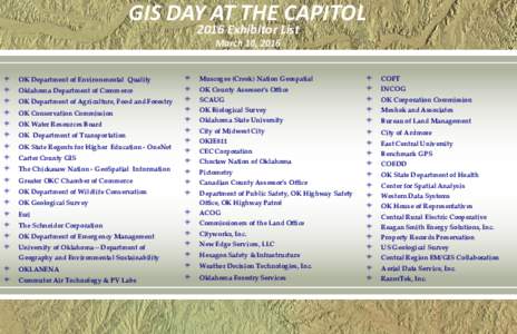 GIS DAY AT THE CAPITOL   2016 Exhibitor List  March 10, 2016  μ μ μ