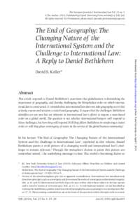 The European Journal of International Law Vol. 25 no. 1 © The Author, 2014. Published by Oxford University Press on behalf of EJIL Ltd. All rights reserved. For Permissions, please email: [removed] Da