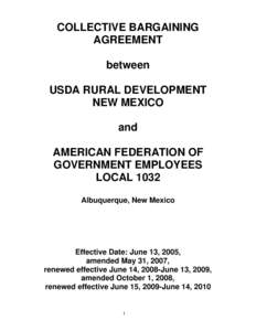 COLLECTIVE BARGAINING AGREEMENT between USDA RURAL DEVELOPMENT NEW MEXICO and