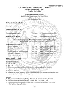 REVISED[removed]STATE BOARD OF COMMUNITY COLLEGES Dr. Linwood Powell, Chair October 15-17, 2014 Carteret Community College