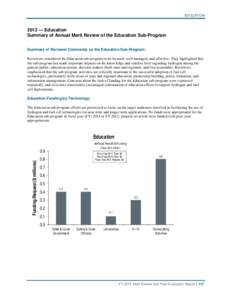 Education: U.S. Department of Energy Hydrogen and Fuel Cells Program 2012 Annual Merit Review and Peer Evaluation Report