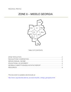 REGIONAL PROFILE  ZONE 6 – MIDDLE GEORGIA TABLE OF CONTENTS 	
  