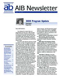 AIB Newsletter VOL. 16, NO. 1 FIRST  QUARTER