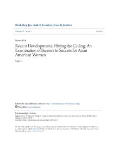 Berkeley Journal of Gender, Law & Justice Volume 29 | Issue 1 Article 5  Winter 2014