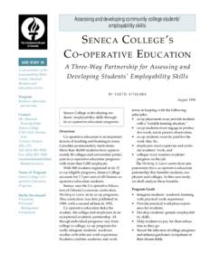 Seneca College’s Co-Operative Education: A Three-Way Partnership for Assessing and Developing Students’ Employability Skills