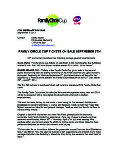 FOR IMMEDIATE RELEASE September 4, 2013 Contact: Arielle Alpino Obviouslee Marketing