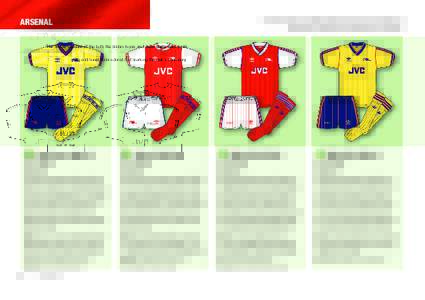 ARSENAL  A 1983–84 to 1985–86 The 85–86 versions of the both the Umbro home and away shirts were worn with additional embroidered text marking the club’s centenary.