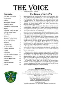 the voice February 2012 Edition Contents:  The Future of the AKVA