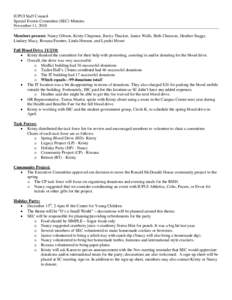 IUPUI Staff Council Special Events Committee (SEC) Minutes November 11, 2010 Members present: Nancy Gibson, Kristy Chapman, Becky Thacker, Janice Walls, Beth Chaisson, Heather Staggs, Lindsey Macy, Roxana Fuentes, Linda 