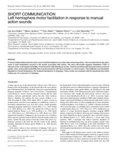 European Journal of Neuroscience, Vol. 19, pp. 2609±2612, 2004  ß Federation of European Neuroscience Societies SHORT COMMUNICATION Left hemisphere motor facilitation in response to manual