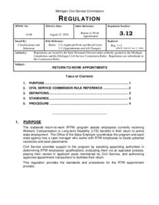 RTW PlaceRite Alternative Return-To-Work / Civil service of the Republic of Ireland / Government of the Republic of Ireland / Employment compensation